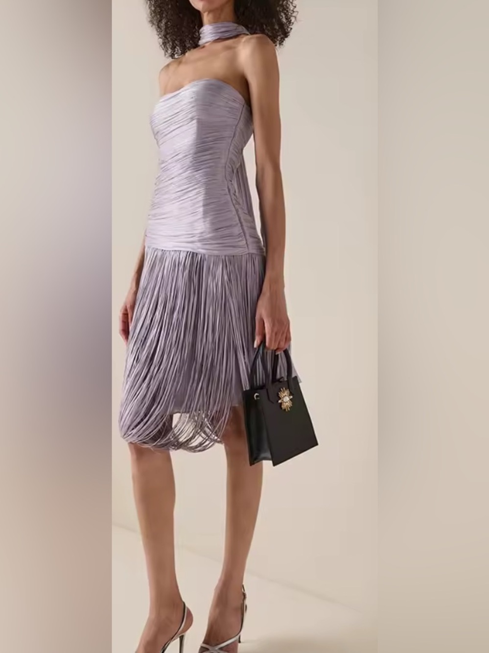 NEW $375 Devu’ Ice Purple Fringe Cocktail Dress
